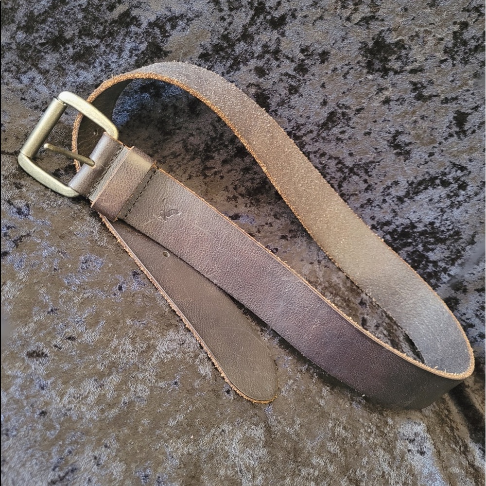 Dark brown genuine leather belt